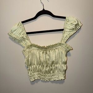 Free People Light Green Ruched Crop Top